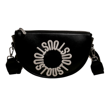 Ukrasno izvezena PU kožna crossbody torba, kompaktna i lagana, u obliku polumjesne sedlovite torbe, s jednom naramenicom