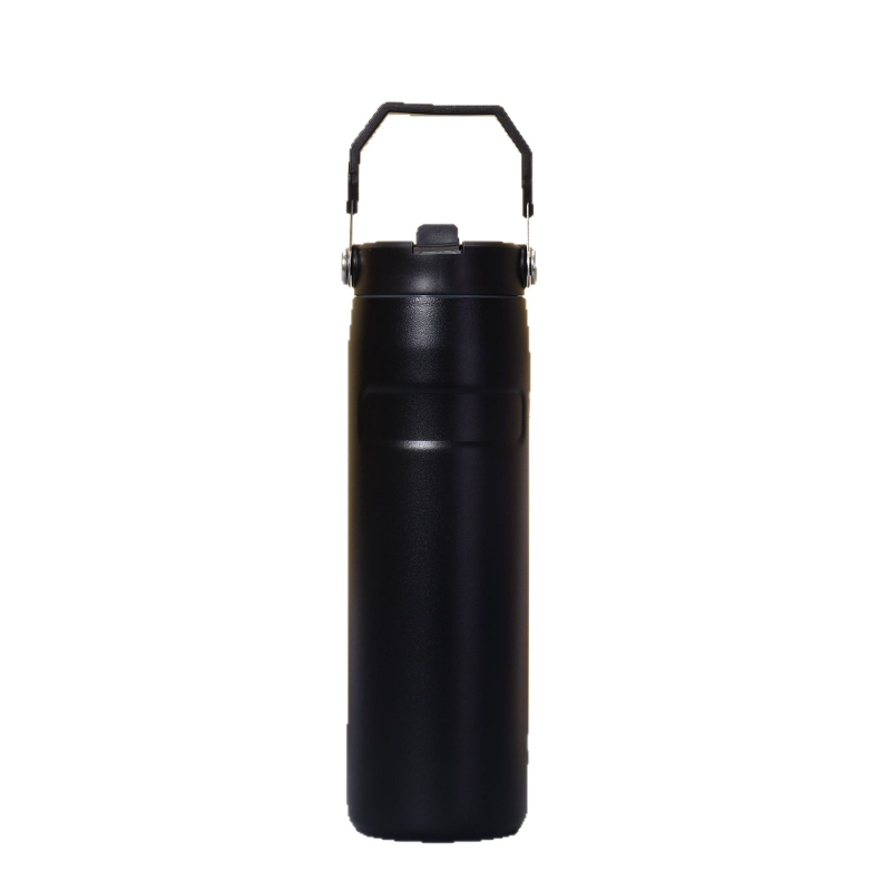 Sticlă sport portabilă cu mâner, capacitate mare, din oțel inoxidabil 304, termos cu pereți dubli, izolație vid, cu pai