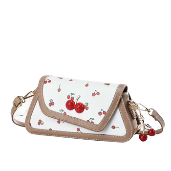 Ženska Saddle torba s printom trešnje, mala kvadratna torba, preko ramena i crossbody, proljeće 2026
