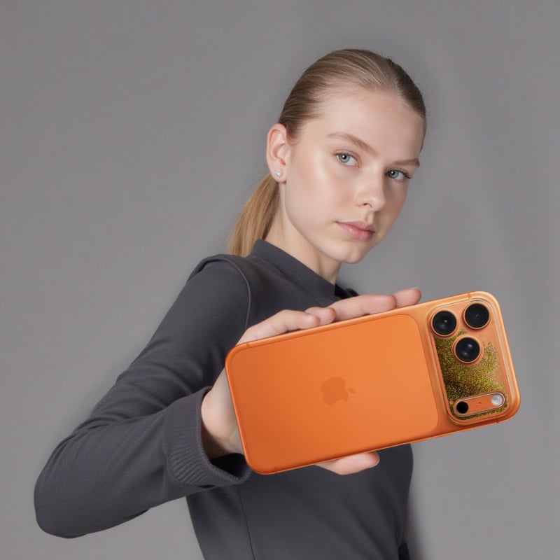 Φιλμ προστασίας φακού για iPhone 17 Pro Max με δυναμικό γκλίτερ και βάση με υγρή άμμο, ενσωματωμένος προστατευτής φακού