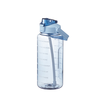2000 ml pahar din plastic cu pai, sticlă de apă sport cu scară de măsurare, portabil, cupă spațială, capacitate mare