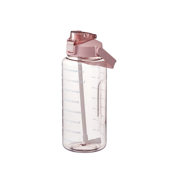 2000 ml pahar din plastic cu pai, sticlă de apă sport cu scară de măsurare, portabil, cupă spațială, capacitate mare