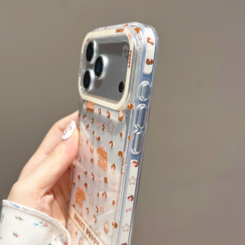 Maska za stražnji poklop za iPhone 13 i iPhone 14 Pro Max s leopard printom i motivima slončića i šteneta, originalni dizajn, kreativni stil, korejski stil, lagani luksuz, proziran