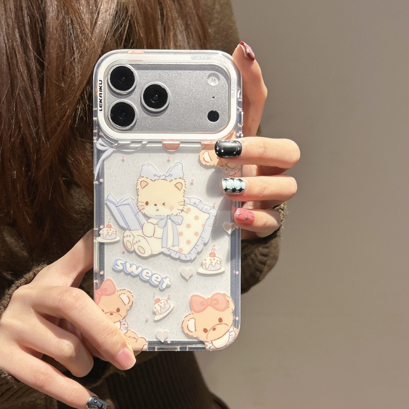 Maska za stražnji poklop za iPhone 13 i iPhone 14 Pro Max s leopard printom i motivima slončića i šteneta, originalni dizajn, kreativni stil, korejski stil, lagani luksuz, proziran