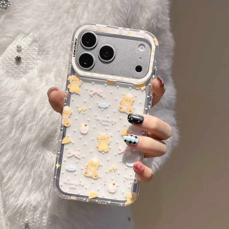Maska za stražnji poklop za iPhone 13 i iPhone 14 Pro Max s leopard printom i motivima slončića i šteneta, originalni dizajn, kreativni stil, korejski stil, lagani luksuz, proziran