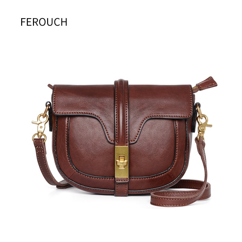 Ženska polukružna sedlasta torba, mini, od prave kože, crossbody 9207