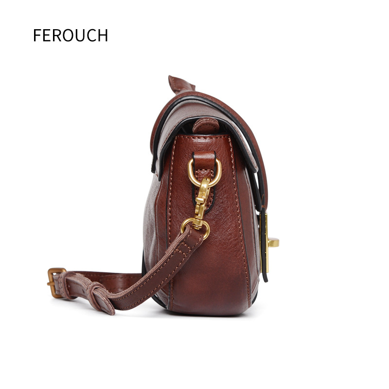 Ženska polukružna sedlasta torba, mini, od prave kože, crossbody 9207