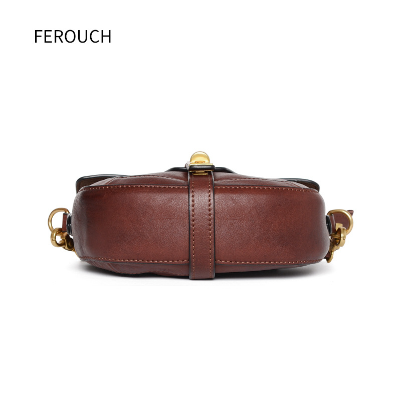 Ženska polukružna sedlasta torba, mini, od prave kože, crossbody 9207