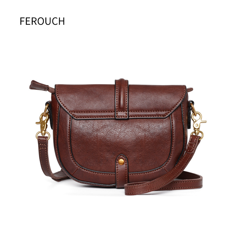 Ženska polukružna sedlasta torba, mini, od prave kože, crossbody 9207