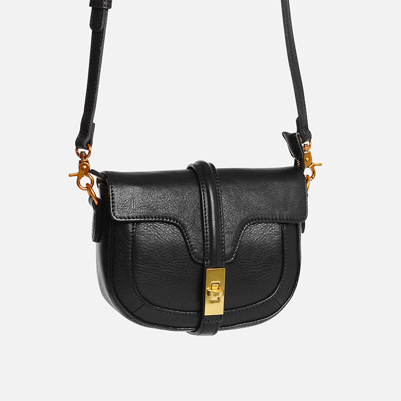 Ženska polukružna sedlasta torba, mini, od prave kože, crossbody 9207
