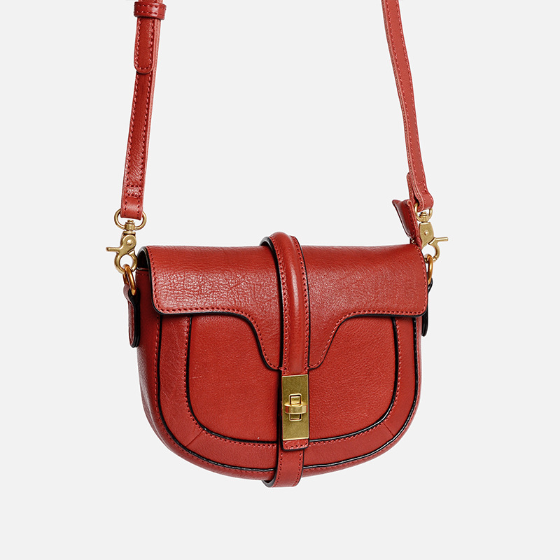 Ženska polukružna sedlasta torba, mini, od prave kože, crossbody 9207