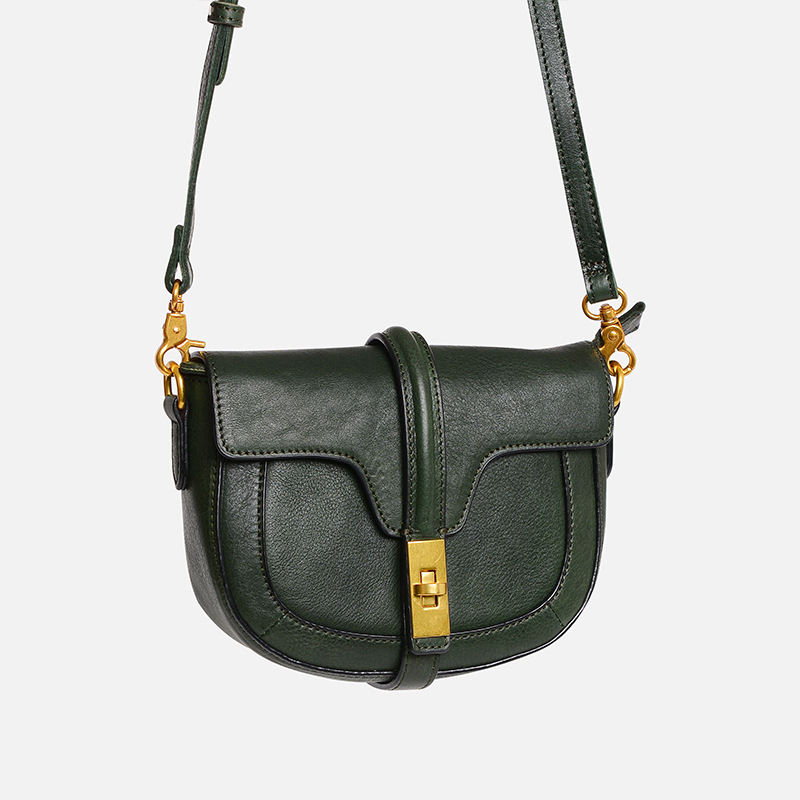 Ženska polukružna sedlasta torba, mini, od prave kože, crossbody 9207