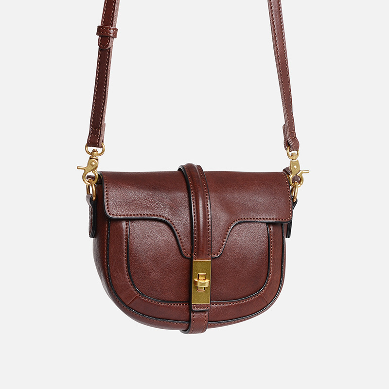 Ženska polukružna sedlasta torba, mini, od prave kože, crossbody 9207