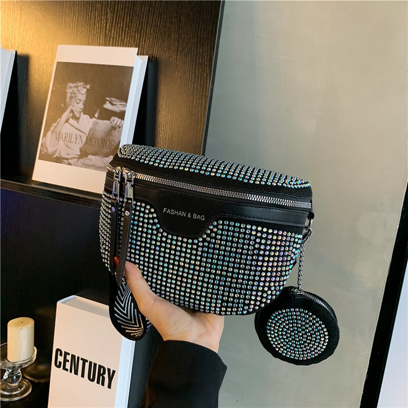 Ženska torbica za ramena sa štrasom, crossbody torba tip sedlo — 2023 jesen, jednostavna i moderna