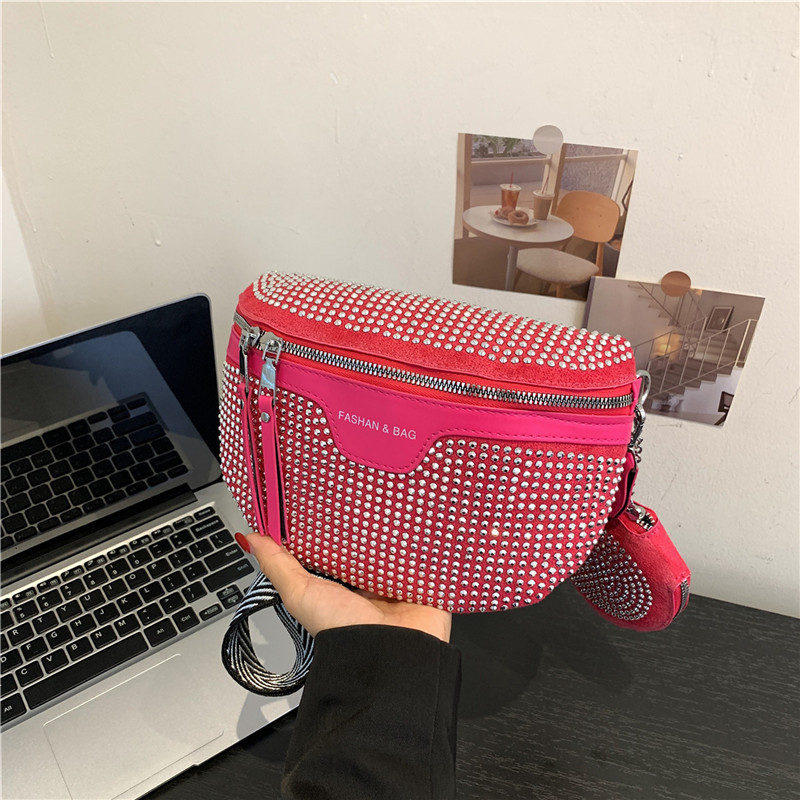 Ženska torbica za ramena sa štrasom, crossbody torba tip sedlo — 2023 jesen, jednostavna i moderna