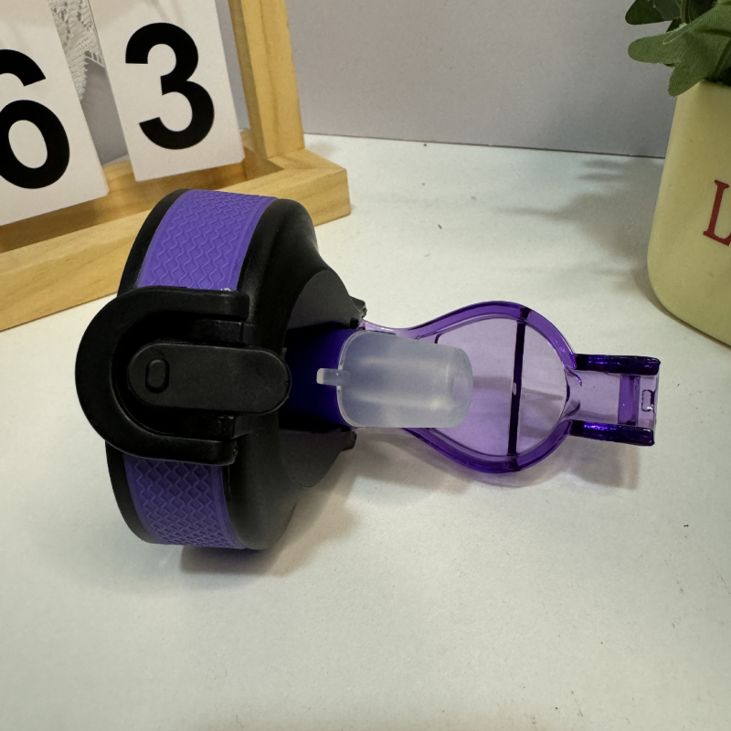 Sticlă de apă mare capacitate, pai din plastic, culoare gradient, design sport pentru exterior