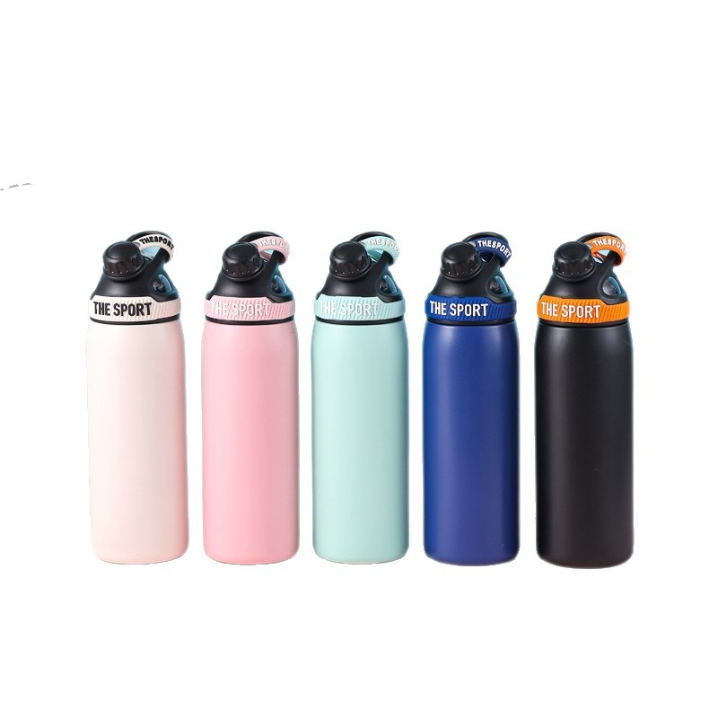 Termos pentru ciclism în aer liber, din oțel inoxidabil 316, cu mâner, capacitate de 800 ml
