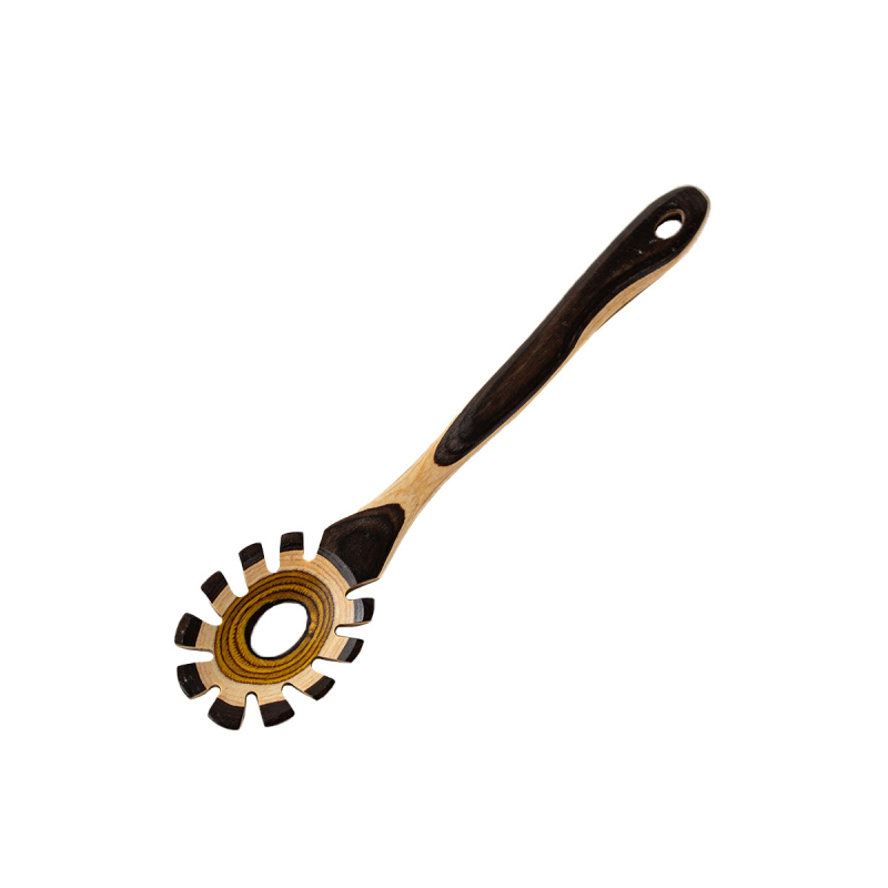Set de ustensile de bucătărie din lemn, stil marocan retro, cu nuanțe gradient — spatulă, lingură pentru orez și strecurătoare pentru paste