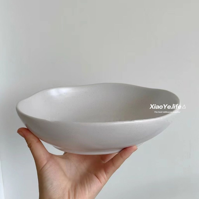Vas ceramic pentru salată, formă neregulată, model cu stropi de cerneală, stil coreean retro, simplu și elegant pentru uz casnic.
