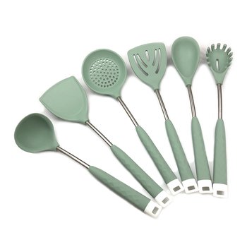 Set din silicon pentru bucătărie, ustensile de gătit, spatulă antiaderentă și lingură de supă, 6 piese