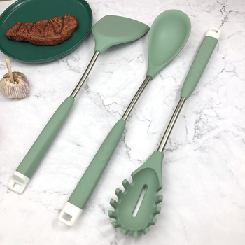 Set din silicon pentru bucătărie, ustensile de gătit, spatulă antiaderentă și lingură de supă, 6 piese