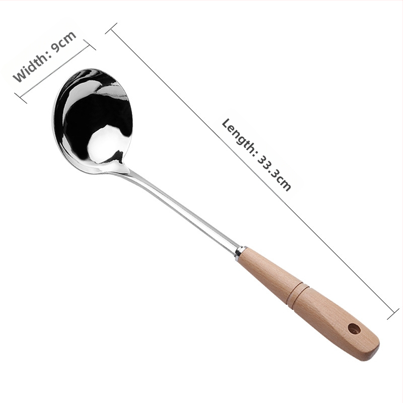 Set din oțel inoxidabil, cu mânere din lemn – spatule și linguri