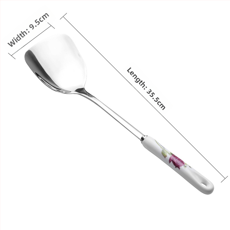 Set din oțel inoxidabil, cu mânere din lemn – spatule și linguri