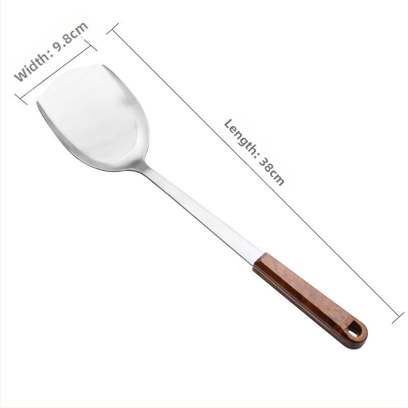 Set din oțel inoxidabil, cu mânere din lemn – spatule și linguri