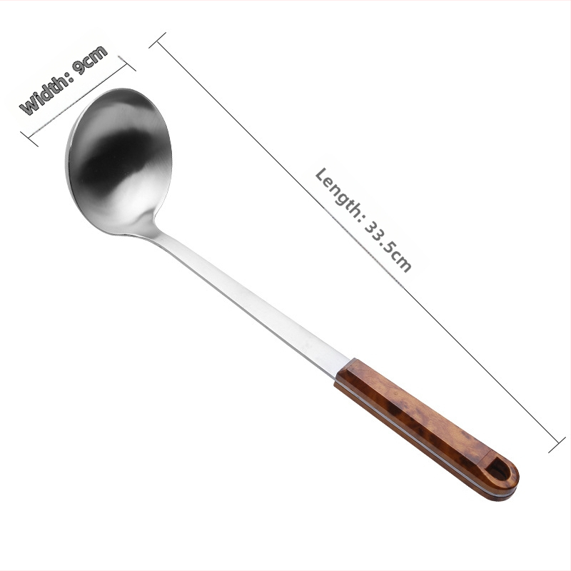 Set din oțel inoxidabil, cu mânere din lemn – spatule și linguri