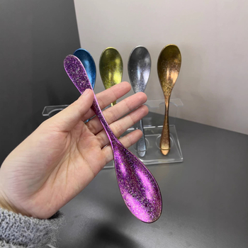 Lingură din titan pur, antibacteriană, design elegant, pentru uz casnic: lingură de supă, lingură de masă și lingură de desert, cu mâner scurt