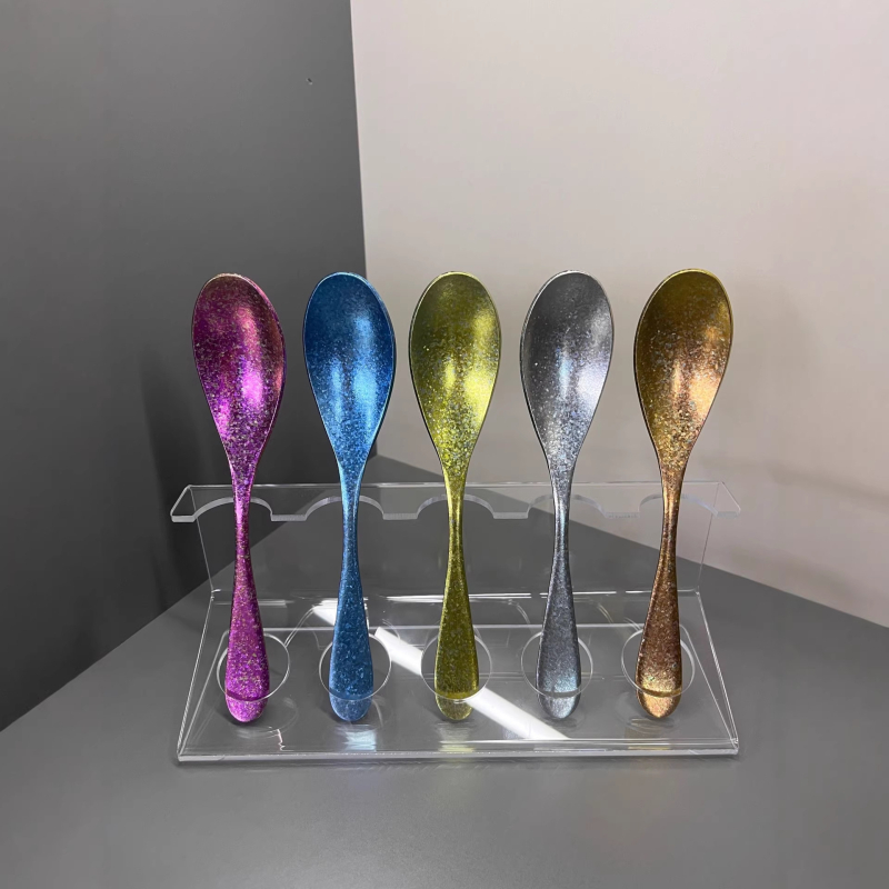 Lingură din titan pur, antibacteriană, design elegant, pentru uz casnic: lingură de supă, lingură de masă și lingură de desert, cu mâner scurt