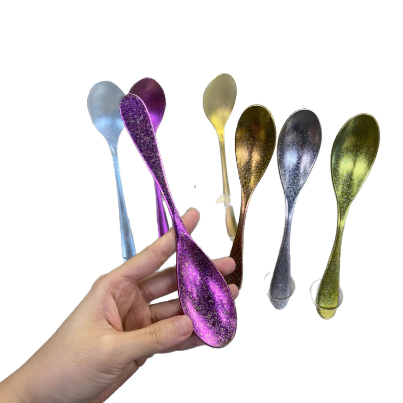 Lingură din titan pur, antibacteriană, design elegant, pentru uz casnic: lingură de supă, lingură de masă și lingură de desert, cu mâner scurt