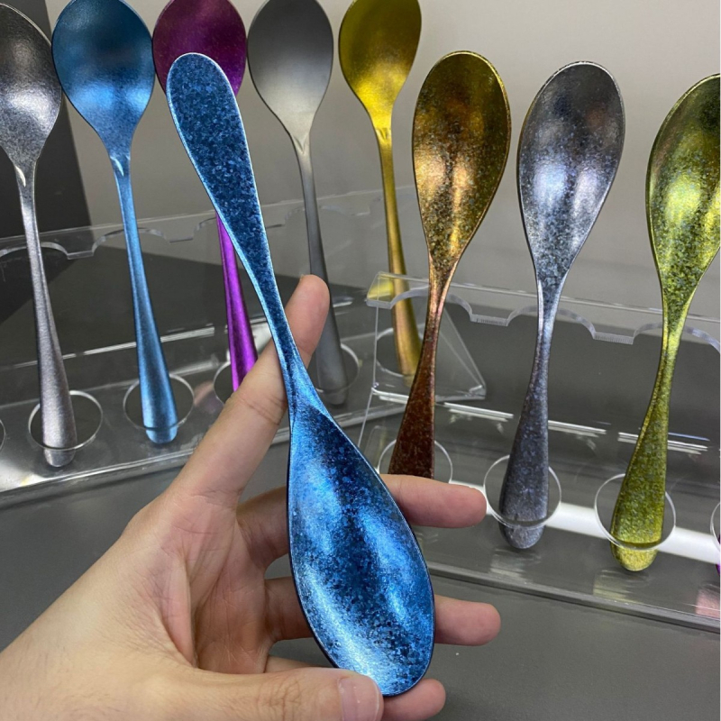 Lingură din titan pur, antibacteriană, design elegant, pentru uz casnic: lingură de supă, lingură de masă și lingură de desert, cu mâner scurt