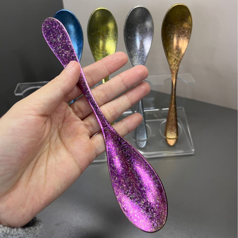Lingură din titan pur, antibacteriană, design elegant, pentru uz casnic: lingură de supă, lingură de masă și lingură de desert, cu mâner scurt