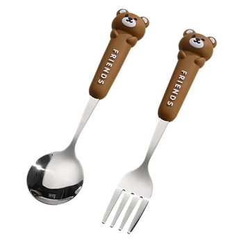 Set de tacâmuri portabil din oțel inoxidabil 304 — furculiță și lingură, pentru copii, elevi și angajați, ideal pentru picnic în aer liber