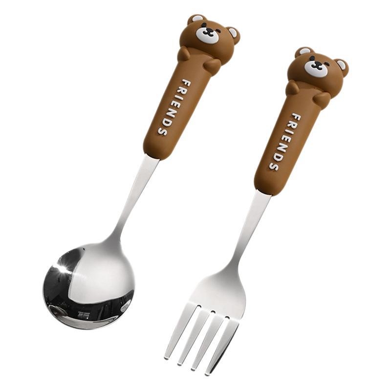 Set de tacâmuri portabil din oțel inoxidabil 304 — furculiță și lingură, pentru copii, elevi și angajați, ideal pentru picnic în aer liber