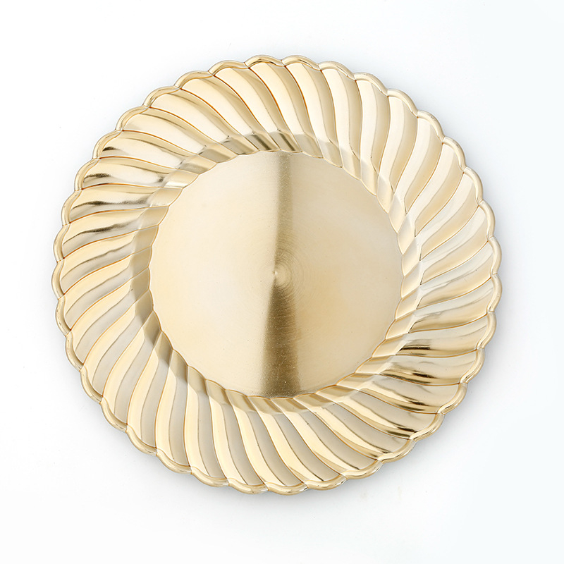 Charger Plate auriu, cu aspect de sticlă spartă – de unică folosință, decorativ circular pentru nunți și banchete