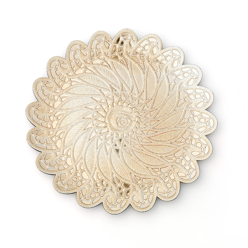 Charger Plate auriu, cu aspect de sticlă spartă – de unică folosință, decorativ circular pentru nunți și banchete
