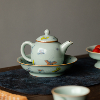 Suport ceramic pentru ceainic și tavă multifuncțională pentru ceai, fructe și deserturi; accesorii pentru ceremonia ceaiului; bază pentru oală cu capac.