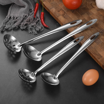 Lingură de supă din oțel inoxidabil, mâner lung, nedemagnetică, cu sită, set de 2 piese pentru bucătărie