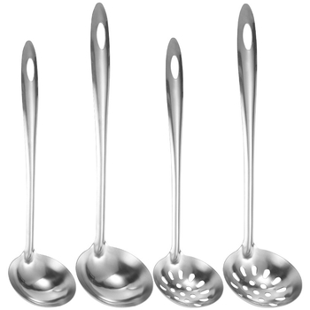 Lingură de supă din oțel inoxidabil, mâner lung, nedemagnetică, cu sită, set de 2 piese pentru bucătărie
