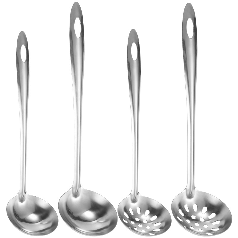 Lingură de supă din oțel inoxidabil, mâner lung, nedemagnetică, cu sită, set de 2 piese pentru bucătărie