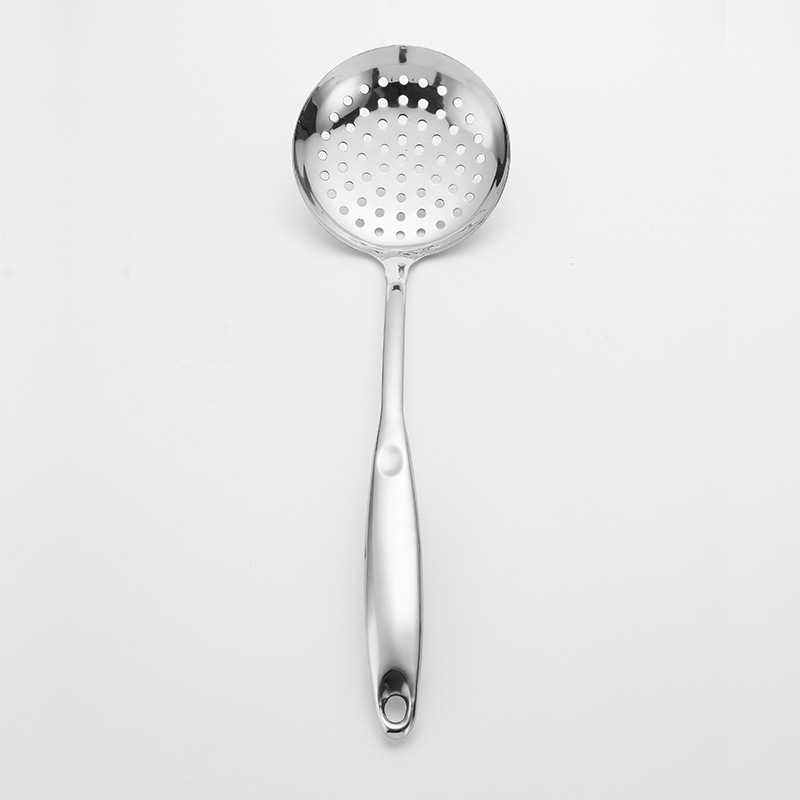 Set de ustensile de bucătărie din oțel inoxidabil, cu spatulă, lingură cu găuri și polonic — mânere groase, izolație termică.