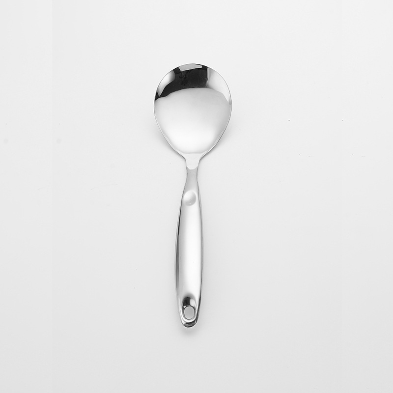 Set de ustensile de bucătărie din oțel inoxidabil, cu spatulă, lingură cu găuri și polonic — mânere groase, izolație termică.