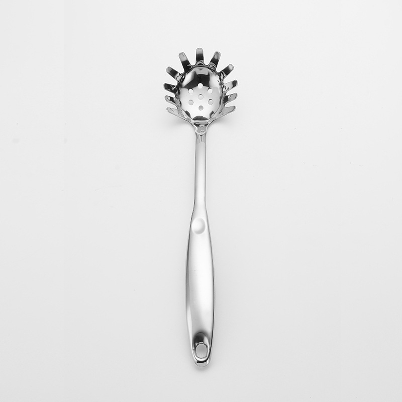 Set de ustensile de bucătărie din oțel inoxidabil, cu spatulă, lingură cu găuri și polonic — mânere groase, izolație termică.