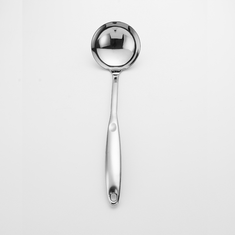 Set de ustensile de bucătărie din oțel inoxidabil, cu spatulă, lingură cu găuri și polonic — mânere groase, izolație termică.
