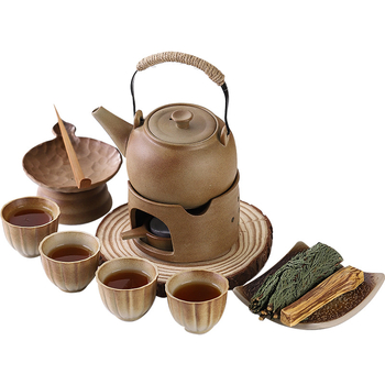 În stil japonez, încălzitor ceramic pentru ceai cu lumânare, difuzor de aromă pentru ceai și îmbunătățitor ceramic de aromă pentru frunze de ceai — set pentru ceremonia ceaiului
