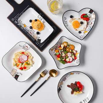 Farfurie ceramică în formă de inimă, porțelan de oase, stil Nordic INS, pentru mese occidentale și steak