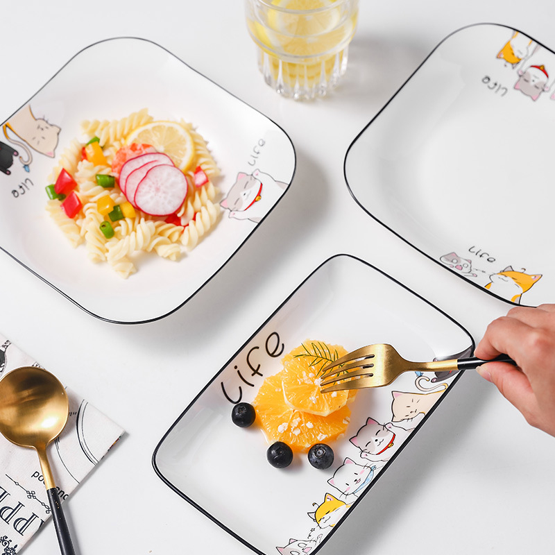 Farfurie ceramică în formă de inimă, porțelan de oase, stil Nordic INS, pentru mese occidentale și steak