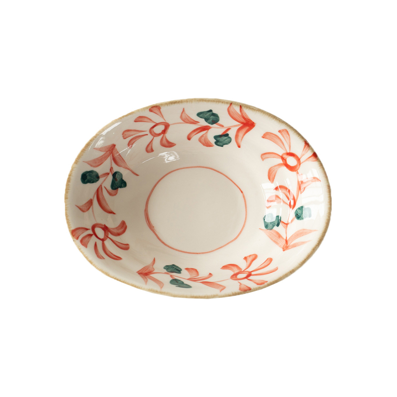 Vas oval ceramic pictat manual în stil japonez, 6 inch, pentru ceai și gustări, uz casnic, sub glazură colorată